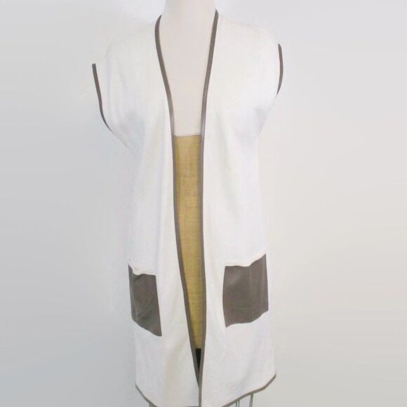 Chico's Faux Leather Pocket Pascale Sweater Size 1 Medium - Picture 2 of 5